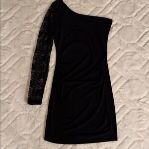 Charlotte Russe Black One-Shoulder Lace Dress